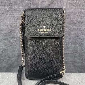 KATE SPADE Veronica Black Leather Phone Crossbody Mini Bag, North South Wallet